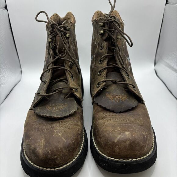 Ariat Women's 9B ProBaby Lacer Ankle Boot Leather Cowboy Driftwood Brown - Picture 3 of 12